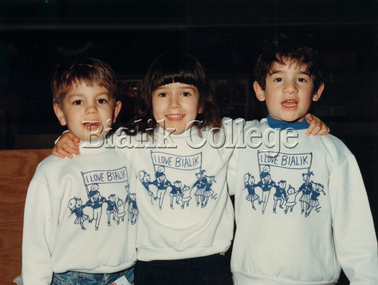 Photograph (item) - Students in 'I Love Bialik' jumpers, c. 1980s