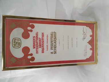Certificate - WIZO Acknowledgement certificate 1987