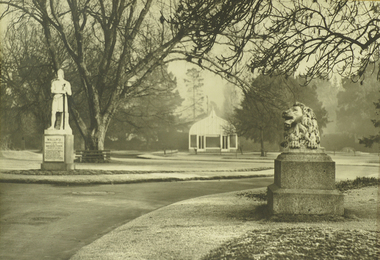 Photograph, Statues and Greenhouse, Botanical Gardens, Lake Wendouree