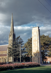 35mm Slide, Cenotaph and St Andrew's Kirk, Ballarat circa 1950s