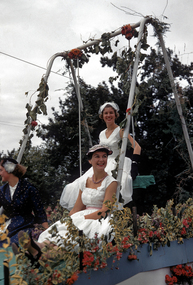 35mm Slide, Miss Carol Penrose, Queen of Begonias (back) Ballarat Begonia Festival, circa 1956