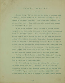 Australian Historical Record Society papers, Thomas J. Bath J.P