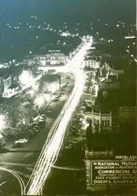 Photograph, View of Sturt Street during Ballarat Centenary Celebrations looking east at night circa 1938