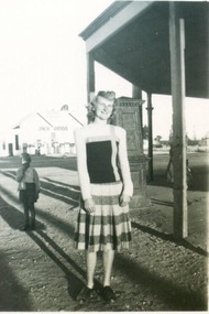 Photograph, Kath McWilliam near Jack Rodda's Service Station 1939
