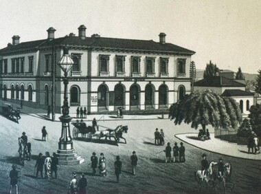 Photograph, Sketch of Sturt Street looking west from Grenville Street circa 1870