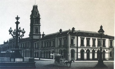 Photograph, Post Office Building and Burke & Wills Monument, Ballarat circa 1885