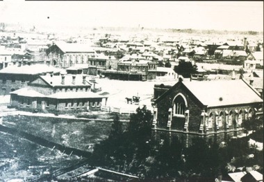 Photograph, View south west to Grant, Armstrong and Lydiard Streets circa 1876