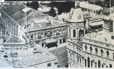 Photograph, Academy of Music and Craig's Hotel Tower, Ballarat circa 1891