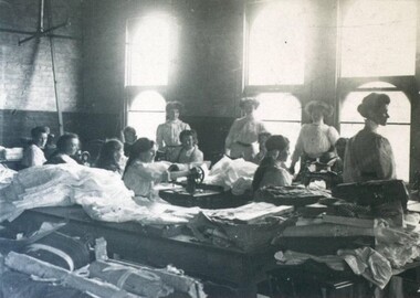 Photograph - Card Box Photographs, Sewing workshop, Tylers, Ballarat 1909