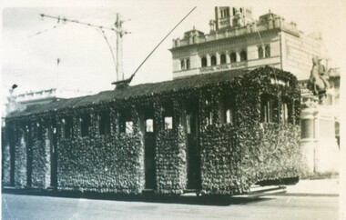 Photograph - Card Box Photographs, Decorated Tram, Ballarat 1938
