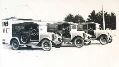 Photograph - Card Box Photographs, E. Jenkins Butcher Delivery Vans, Ballarat 1926