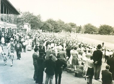 Photograph - Card Box Photographs, Spectators at the City Oval, Ballarat circa 1955