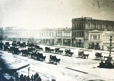 Photograph - Card Box Photographs, Horse Drawn Cab Rank, Ballarat circa 1870
