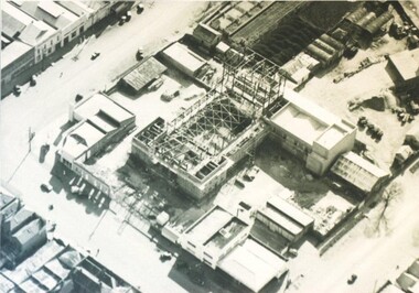 Photograph - Card Box Photographs, Aerial view of the Civic Hall under construction, Ballarat circa 1951