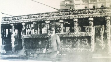 Photograph - Card Box Photographs, Decorated Tram, Ballarat 1938