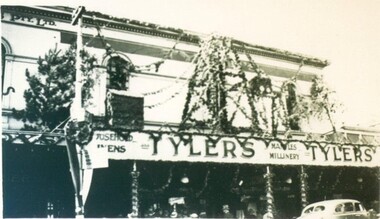 Photograph - Card Box Photographs, Tylers Store decorated for the Ballarat Centenary 1938