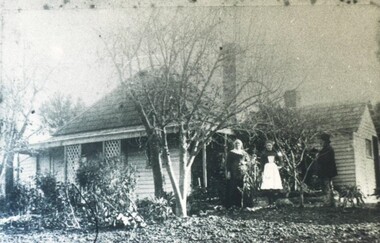 Photograph - Card Box Photographs, Raynor family outside their cottage circa 1870