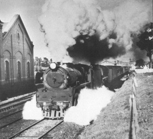 Photograph - Card Box Photographs, Locomotive Engine, Lydiard Street North Railway Crossing 1952