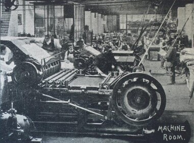 Photograph - Card Box Photographs, Tulloch & King Printers Machine Room 1916.  From Citizens & Sports publicaton