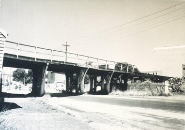 Photograph - Card Box Photographs, Rail Bridge over Market Street, Ballarat 1959