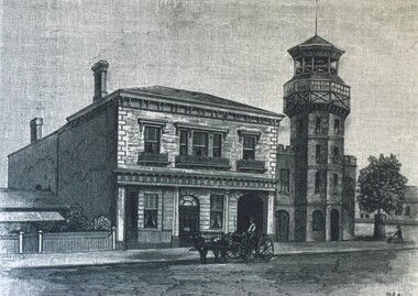 Photograph - Card Box Photographs, Dr Pinnock's residence and the Ballarat West Fire Station, Ballarat 1888