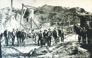 Photograph - Card Box Photographs, Miners at Black Hill, Ballarat circa 1908