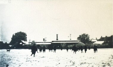 Photograph - Card Box Photographs, Snow covers an oval at Cuthbert House, Ballarat circa 1920