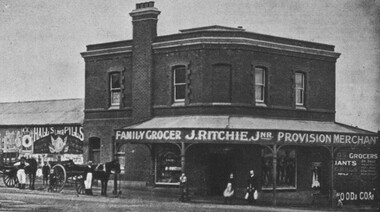 Photograph - Card Box Photographs, Advertisement for J. Ritchie Family Grocery Store.  From the Ballarat Courier Supplement December 15th, 1909
