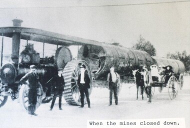 Photograph - Card Box Photographs, Traction engines moving boilers when the mines closed down, Sebastopol circa 1916
