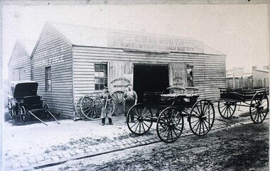 Photograph - Card Box Photographs, G. Rayworth Wheelwrights & Coach Builder, Ballarat circa 1920