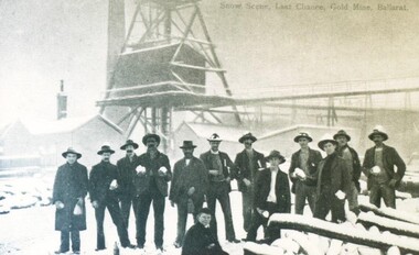 Postcard - Card Box Photographs, Snow scene Last Chance Goldmine, Ballarat circa 1900