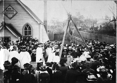 Photograph - Card Box Photographs, Laying the Foundation Stone of St Peters Church Hall, Ballarat circa 1900