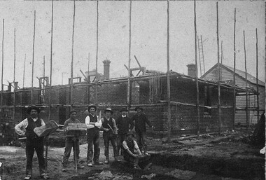 Photograph - Card Box Photographs, Kellett Contractors building the Market Hotel circa 1910