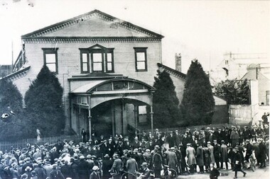 Photograph - Card Box Photographs, Spectators line Grenville Street in front of Alfred Hall 1905