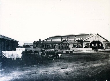 Photograph - Card Box Photographs, Northern Side of the Ballarat Railway Station and Goods Shed circa 1880