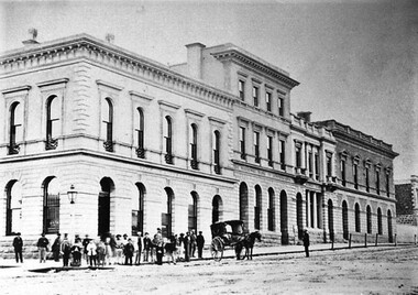 Photograph - Card Box Photographs, Banks along Lydiard Street North, Ballarat circa 1870