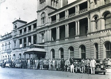 Photograph - Card Box Photographs, English Cricketers outside of Craig's Royal Hotel, Ballarat 1929
