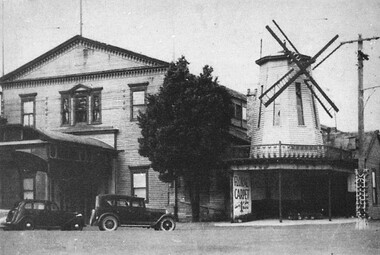 Photograph - Card Box Photographs, Alfred Hall with Windmill, Ballarat circa 1947