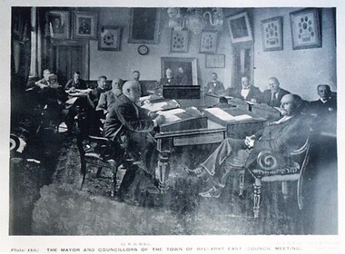 Postcard - Card Box Photographs, The Mayor and Councillors of the Town of Ballarat East Council Meeting