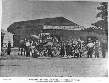Postcard - Card Box Photographs, Premises of Gazzard Bros., 81 Creswick Road.  Coachbuilders, Wheelwrights and Importers