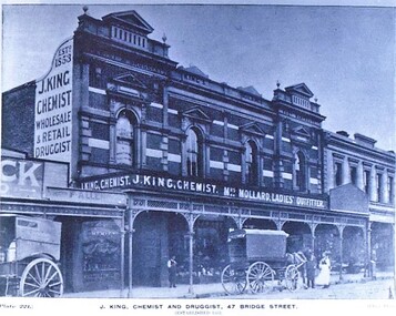 Postcard - Card Box Photographs, J. King, Chemist and Druggist, 47 Bridge Street.  (Established 1853)