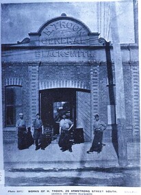 Postcard - Card Box Photographs, Works of H. Troon, 29 Armstrong Street South.  General and Mining Blacksmith