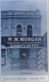 Postcard - Card Box Photographs, W.M. Morgan's Sports Dept, 6 Armstrong Street