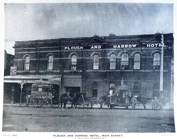 Postcard - Card Box Photographs, Plough and Harrow Hotel, Mair Street.  Ballarat