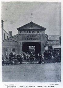 Postcard - Card Box Photographs, Carver's Livery Stables, Doveton Street.  Ballarat