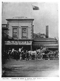 Postcard - Card Box Photographs, Stores of Edwin S. Curtis, Peel Street North.  Ballarat