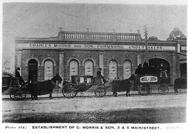 Postcard - Card Box Photographs, Establishment of C. Morris & Son, 3 & 5 Mair Street.  Ballarat