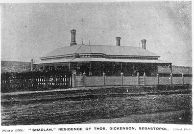 Postcard - Card Box Photographs, "Shadlaw." Residence of Thos. Dickenson, Sebastpol
