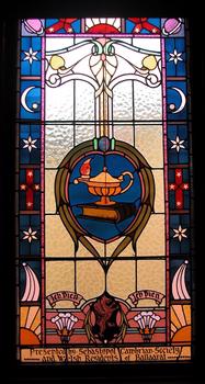 A stained glass window at the Ballarat Observatory