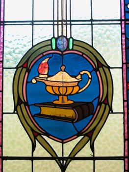 A stained glass window at the Ballarat Observatory